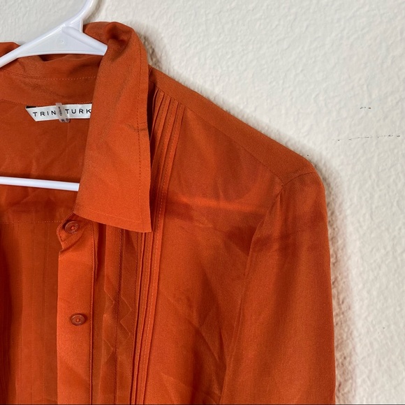 Trina Turk orange silk blouse - Picture 4 of 12